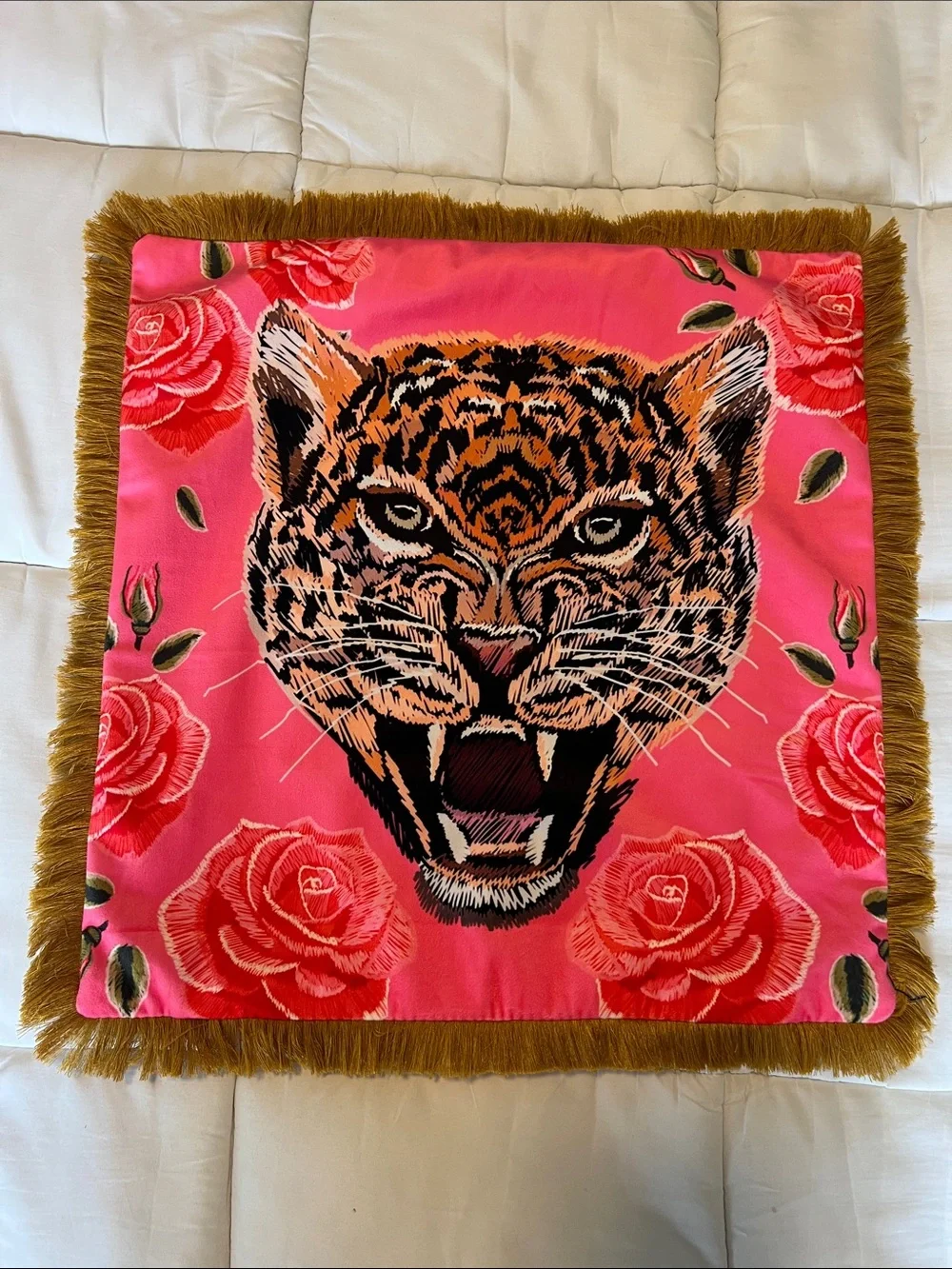 Tiger Floral Velvet Throw Pillow Cover